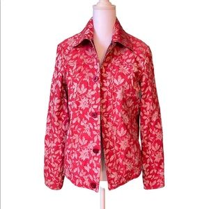 Coldwater Creek Floral Reversible Jacket, M, Coral